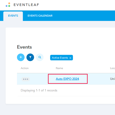 Login to Eventleaf.com and then click on the name of the event