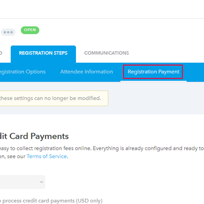 Then click on registration payment