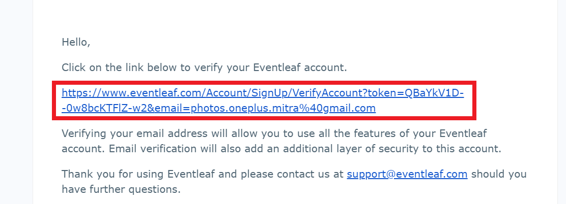 Verification email