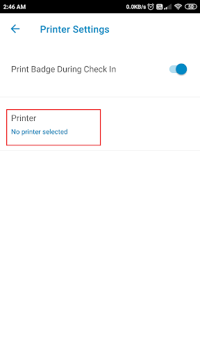 Printer selected