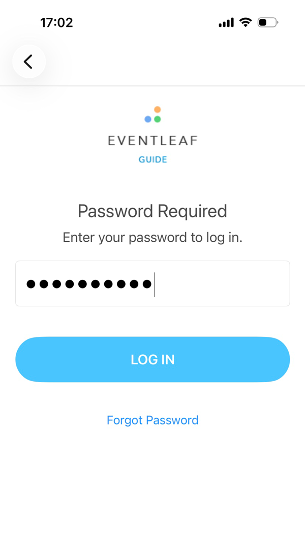 Enter your email and password, then click LOG IN