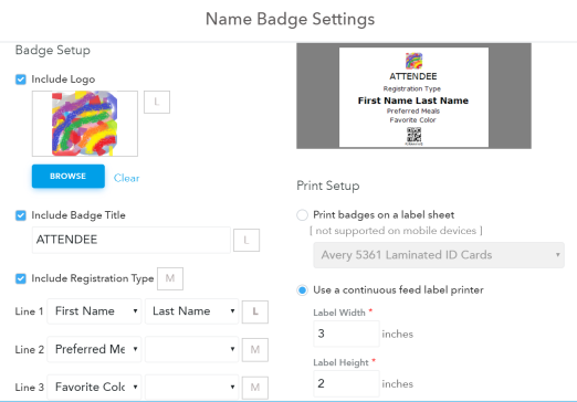 Event Badge Printing